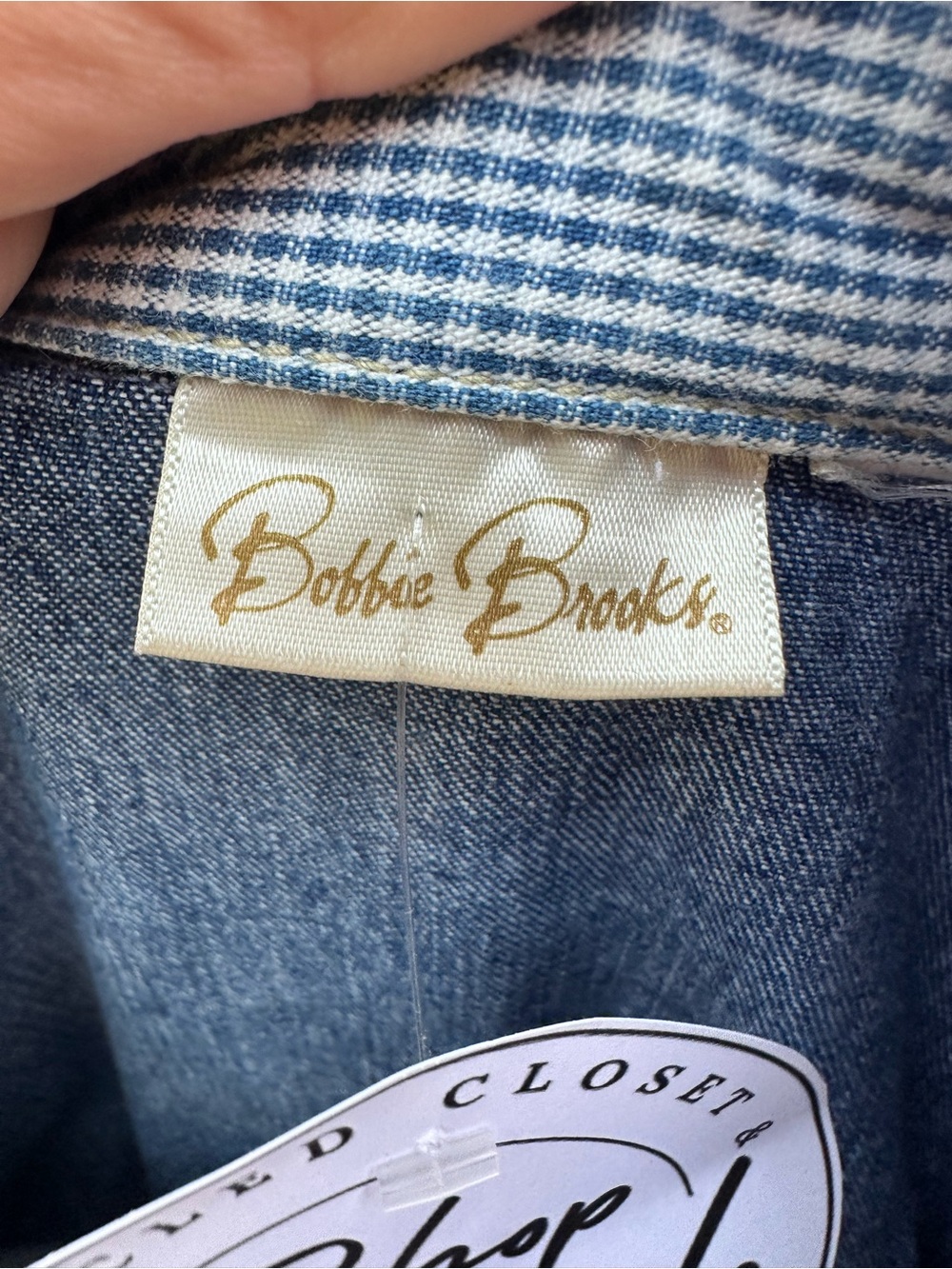 Vintage Bobbie Brooks Long Denim Shirt Dress | Button Front Western Dress - Picture 5 of 5